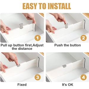 Lot de 4 Séparateurs de Tiroirs Extensibles – Rangement Ajustable Sans Outils | Rangeali